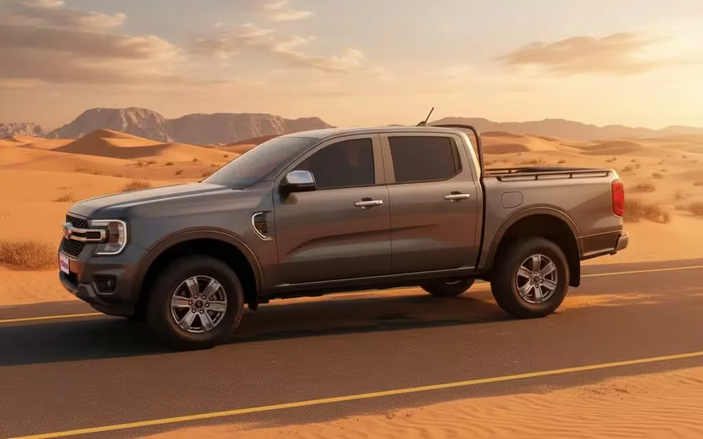 Ford Ranger 2023 Grey side profile – rental in Dubai