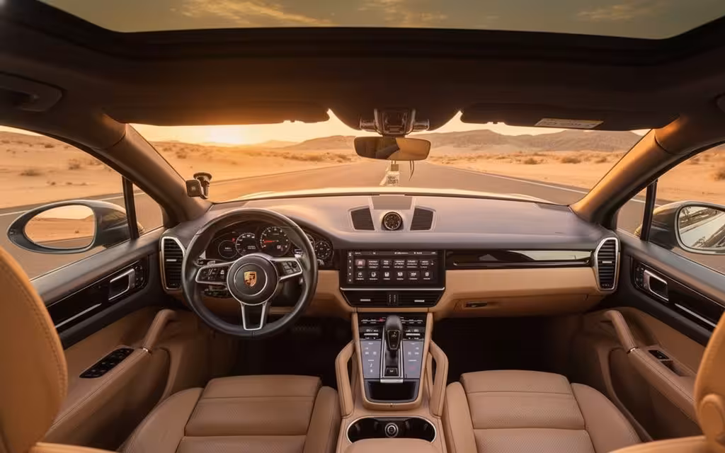 Porsche Cayenne 2024 interior view showing trim – rental in Dubai