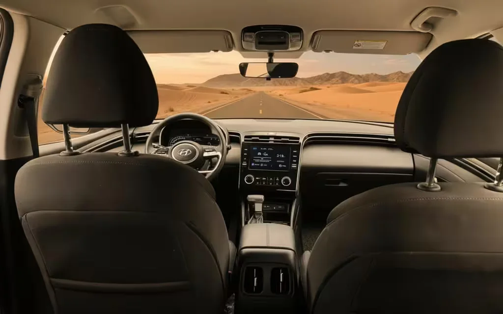Hyundai Tucson 2023 interior view showing trim – rental in Dubai