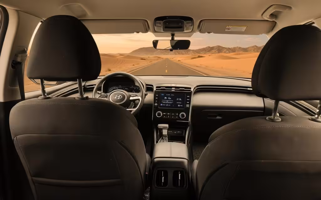 Hyundai Tucson 2023 interior view showing trim – rental in Dubai