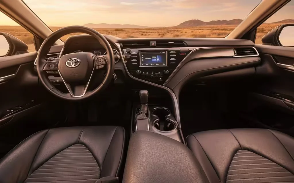 Toyota Camry 2025 interior view showing trim – rental in Dubai