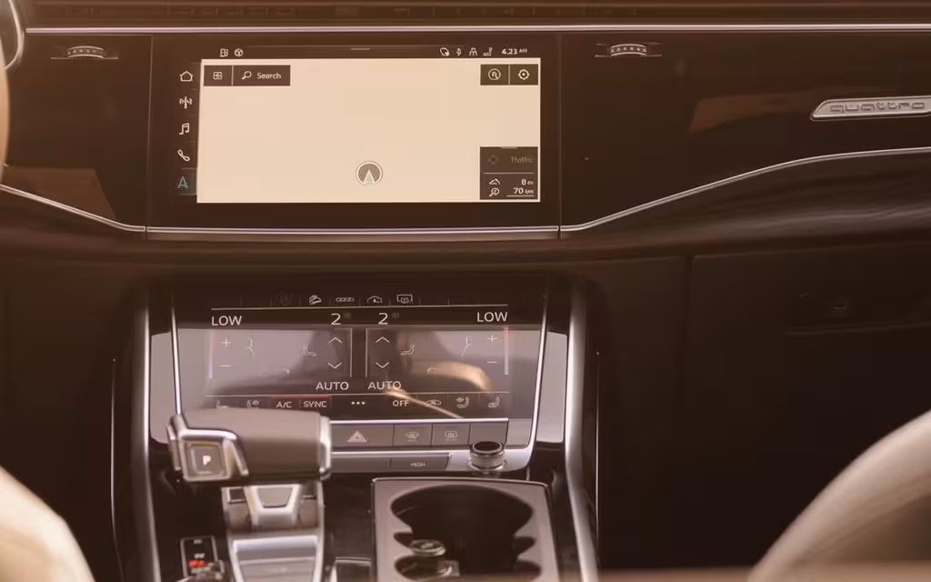 Audi Q8 2021 interior view showing trim – rental in Dubai