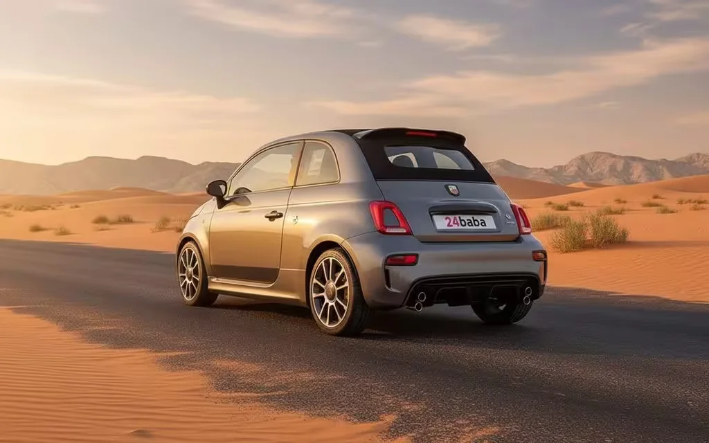 Fiat 500 2023 Grey rear view showing taillights – rental in Dubai