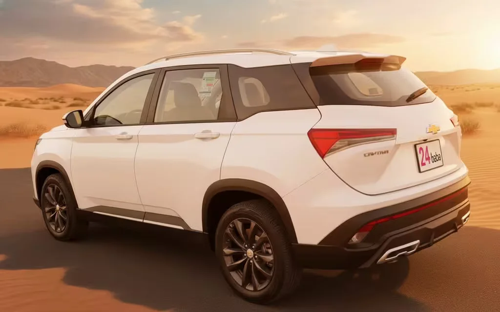 Chevrolet Captiva 2025 White rear view showing taillights – rental in Dubai