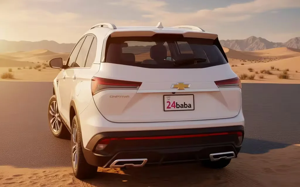 Chevrolet Captiva 2025 White rear view showing taillights – rental in Dubai