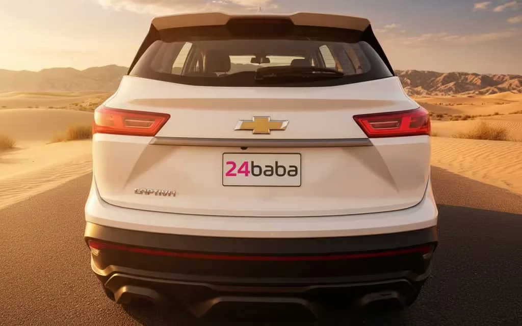 Chevrolet Captiva 2022 White rear view showing taillights – rental in Dubai