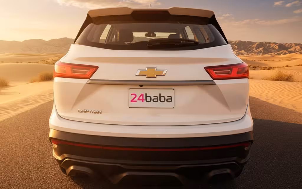 Chevrolet Captiva 2022 White rear view showing taillights – rental in Dubai