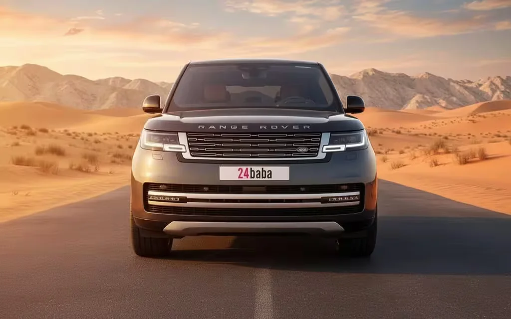 LandRover RangeRoverVogueHse 2023 Grey front view with headlights – rental in Dubai