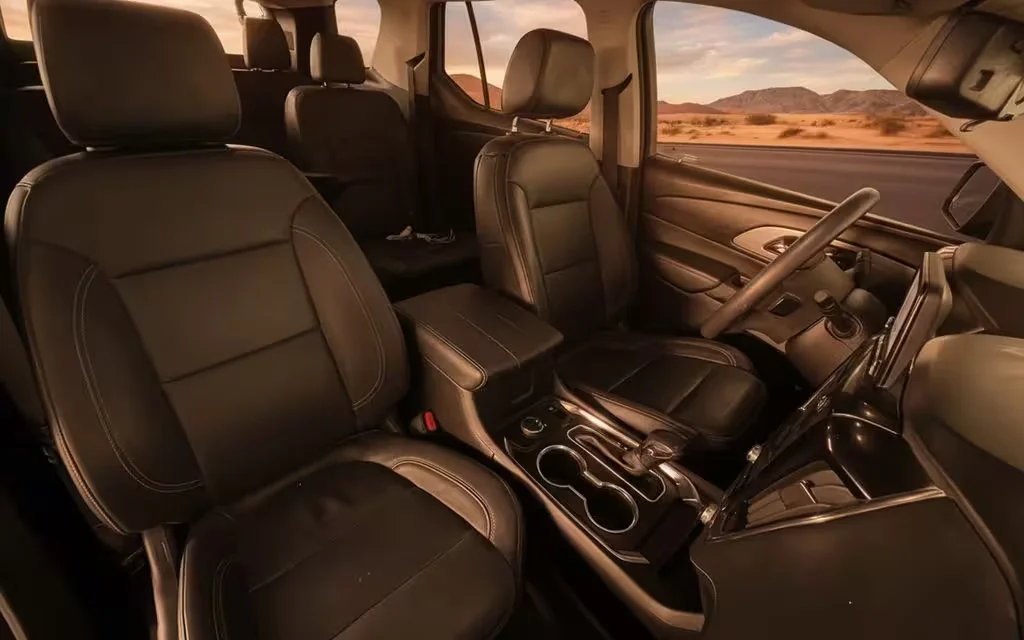 Chevrolet Traverse 2021 interior view showing trim – rental in Dubai