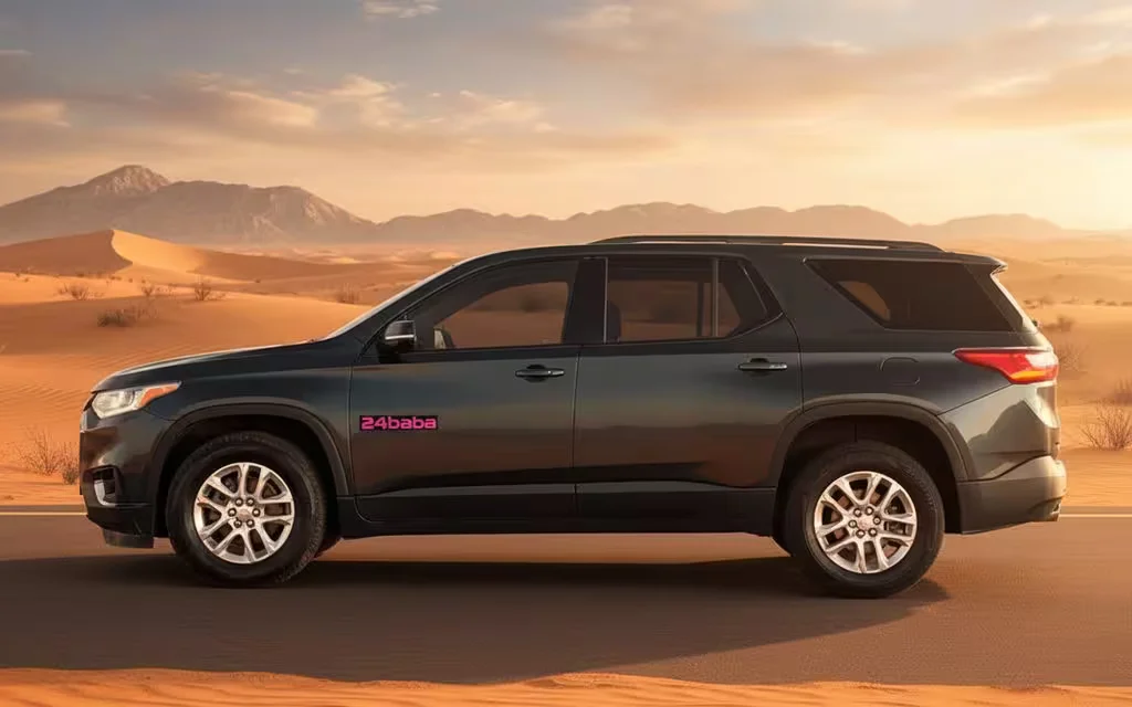 Chevrolet Traverse 2021 Grey side profile – rental in Dubai