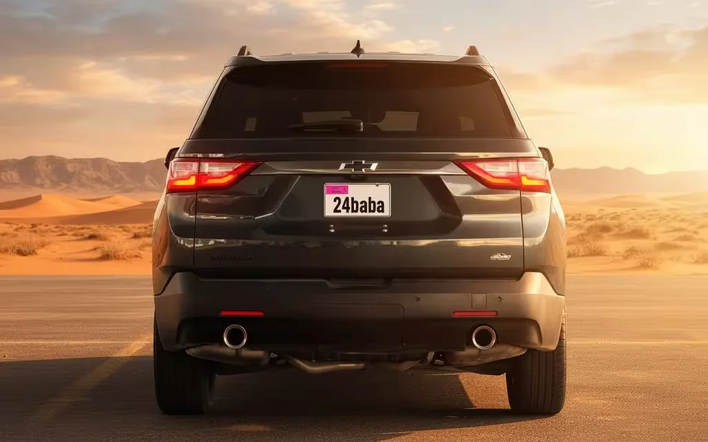 Chevrolet Traverse 2021 Grey rear view showing taillights – rental in Dubai