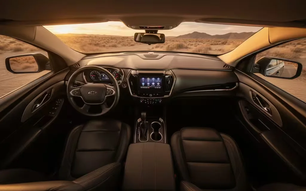 Chevrolet Traverse 2021 dashboard and infotainment – rental in Dubai