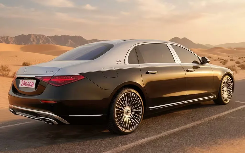 Mercedes S580 2022 Black side profile – rental in Dubai