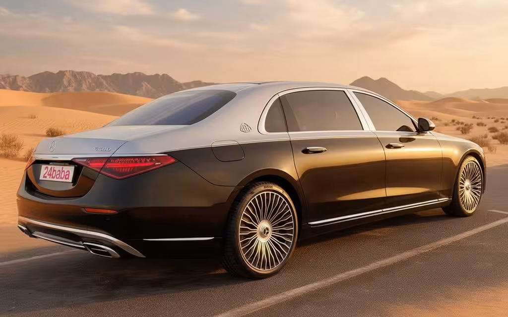 Mercedes S580 2022 Black side profile – rental in Dubai