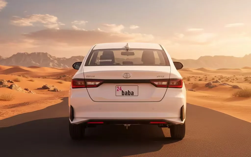 Toyota Yaris 2023 Silver rear view showing taillights – rental in Dubai