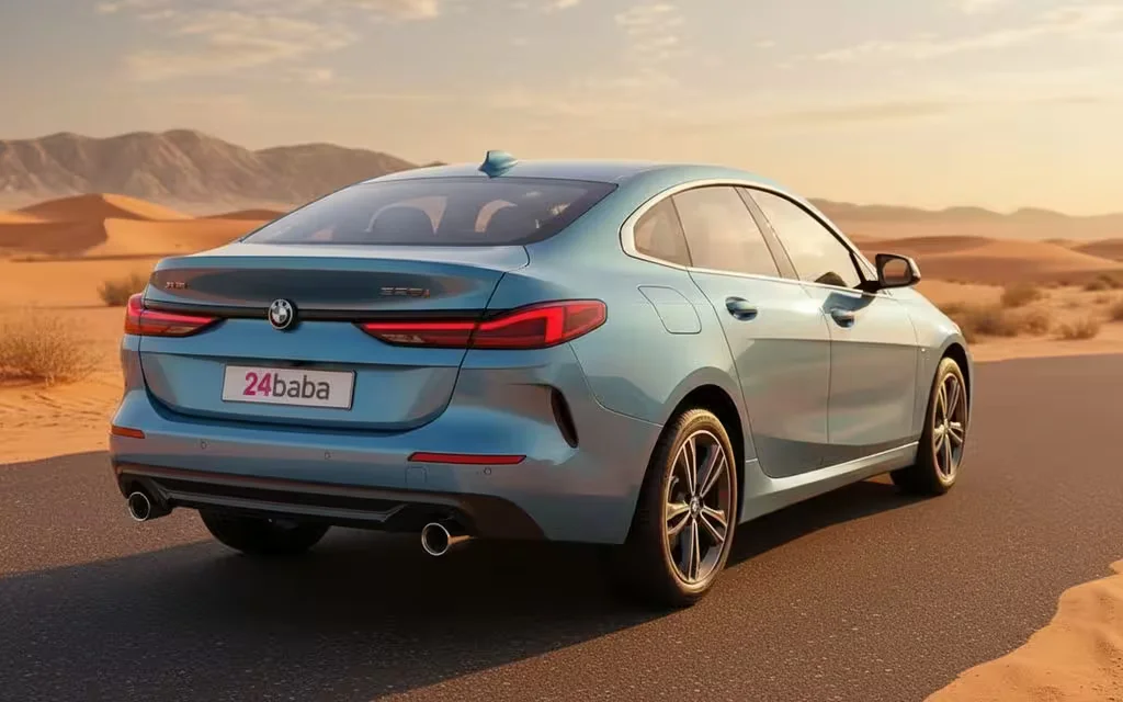 Bmw 228 2021 Blue rear view showing taillights – rental in Dubai