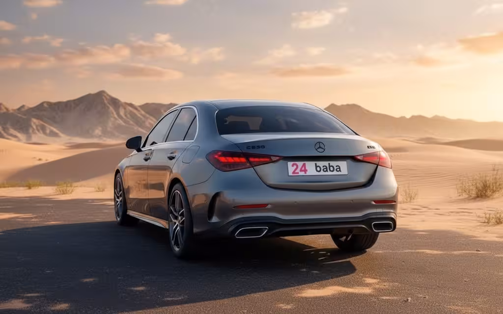 Mercedes C200 2023 Grey rear view showing taillights