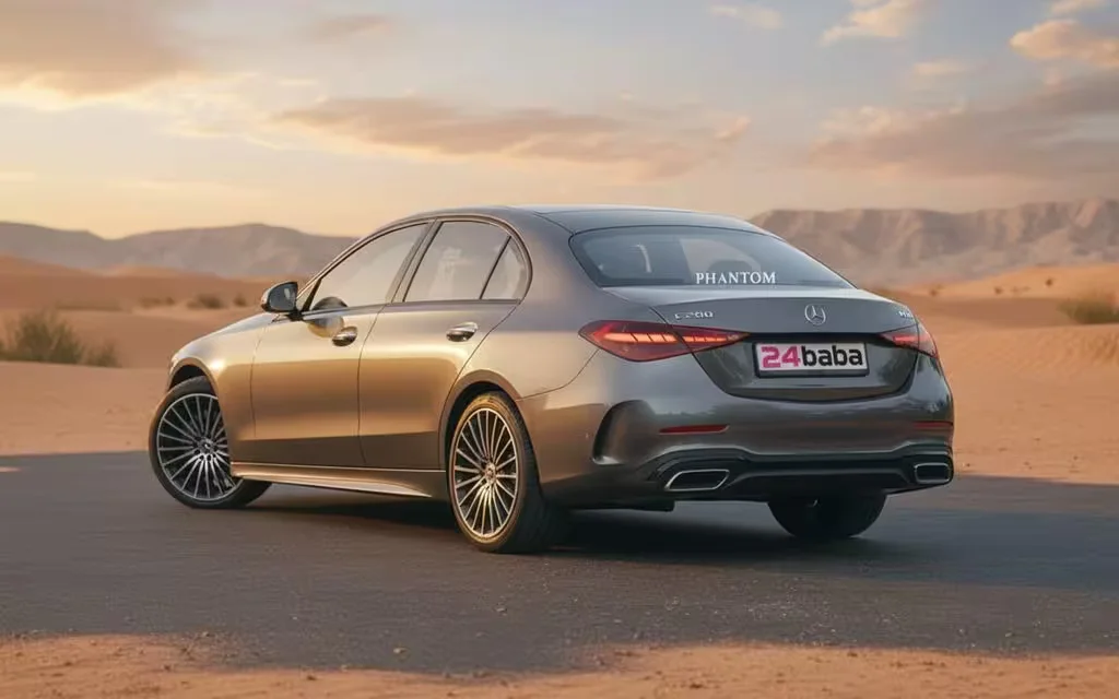 Mercedes C200 2024 Grey rear view showing taillights