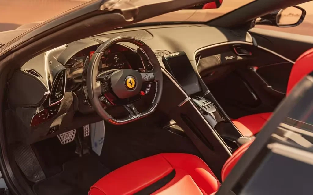 Ferrari Roma 2025 dashboard and infotainment – rental in Dubai
