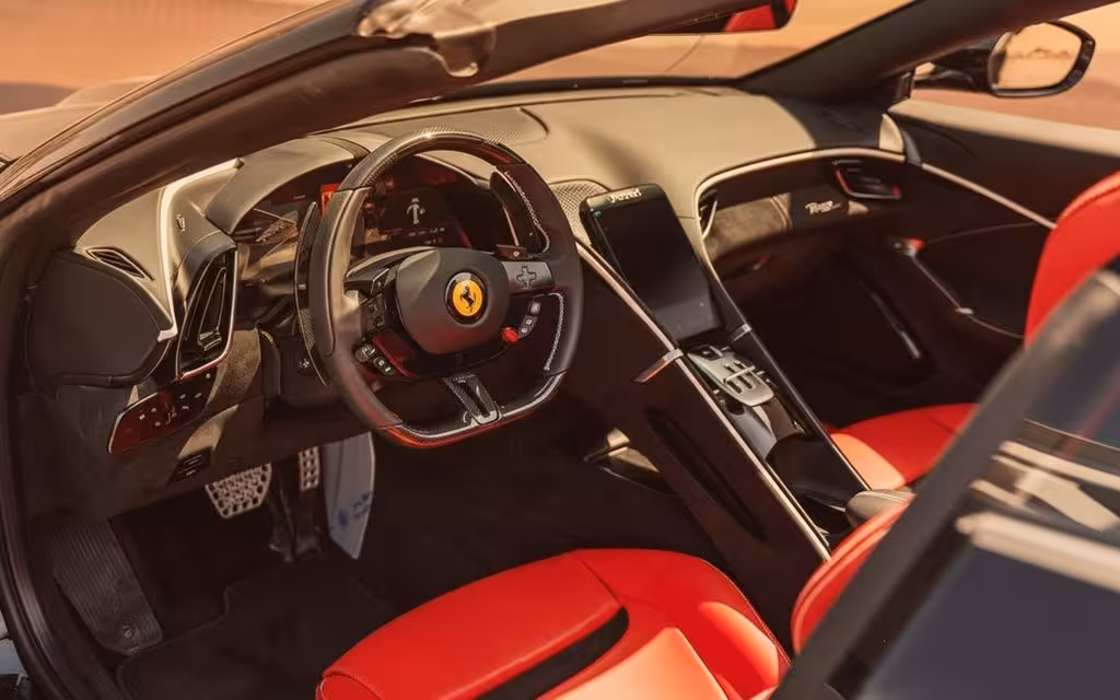 Ferrari Roma 2025 dashboard and infotainment – rental in Dubai