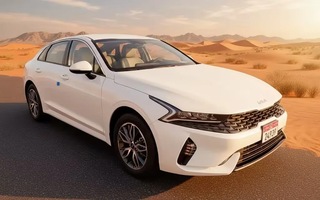 Kia K5 2023 White front view with headlights