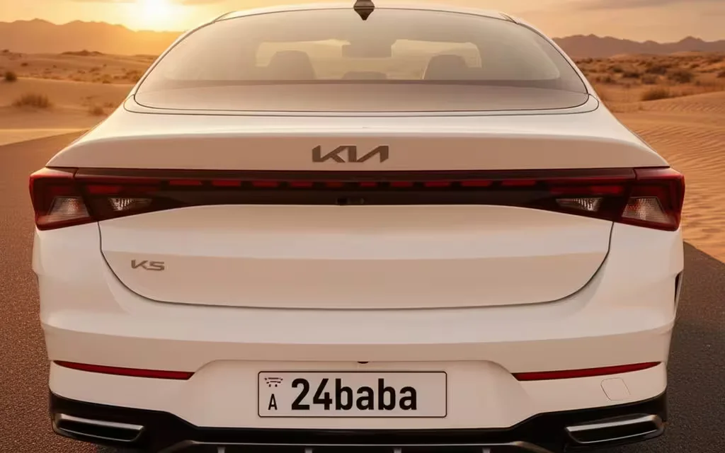 Kia K5 2023 White rear view showing taillights