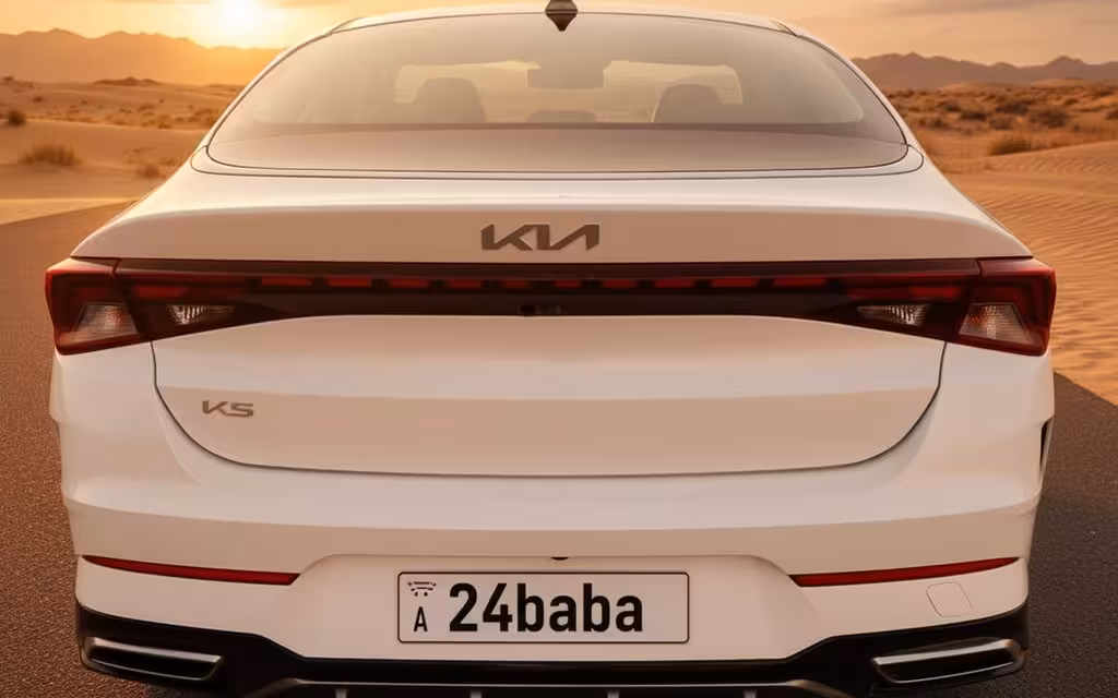 Kia K5 2023 White rear view showing taillights
