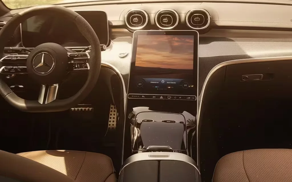 Mercedes Cle200 2024 interior view showing trim – rental in Dubai