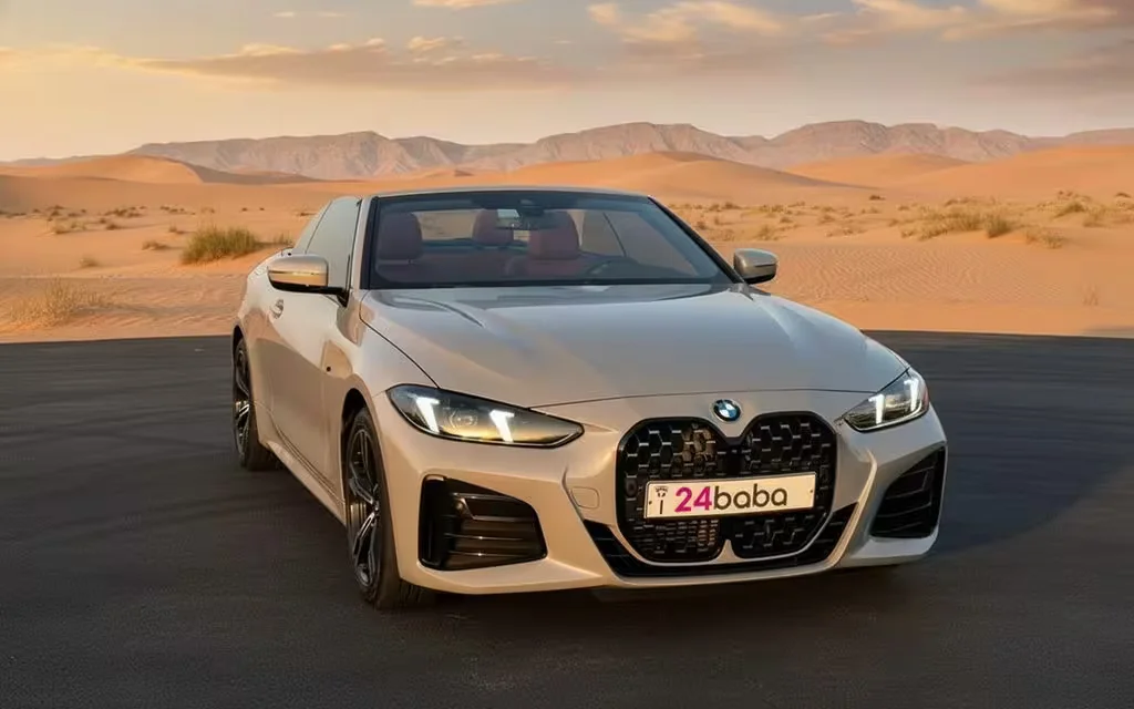 Bmw 420 2025 Grey front view with headlights – rental in Dubai