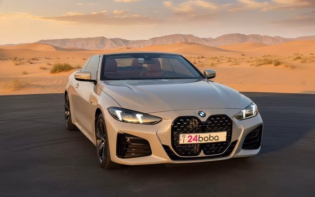 Bmw 420 2025 Grey front view with headlights – rental in Dubai