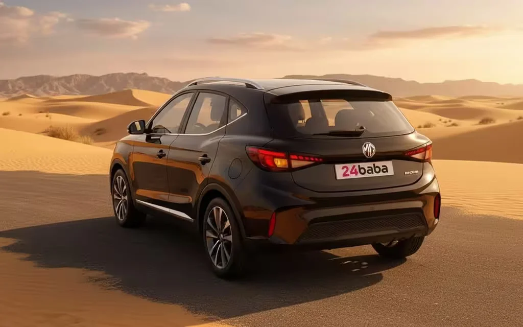 Mg 3 2025 Black rear view showing taillights – rental in Dubai