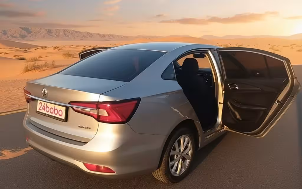 Mg 5 2022 Silver rear view showing taillights – rental in Dubai