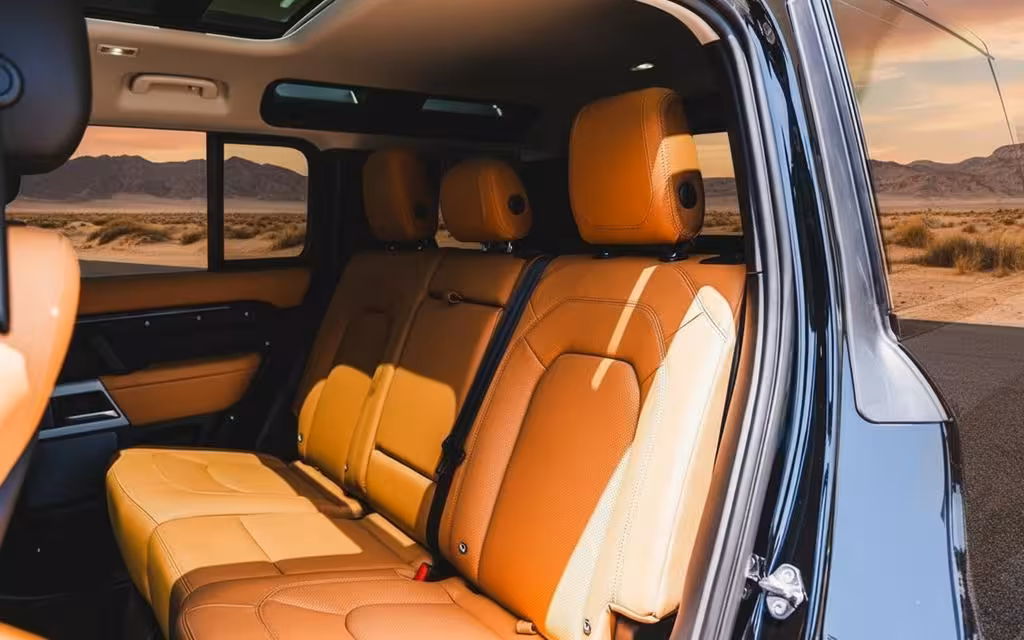 LandRover Defender 2024 leather seats and cabin – rental in Dubai