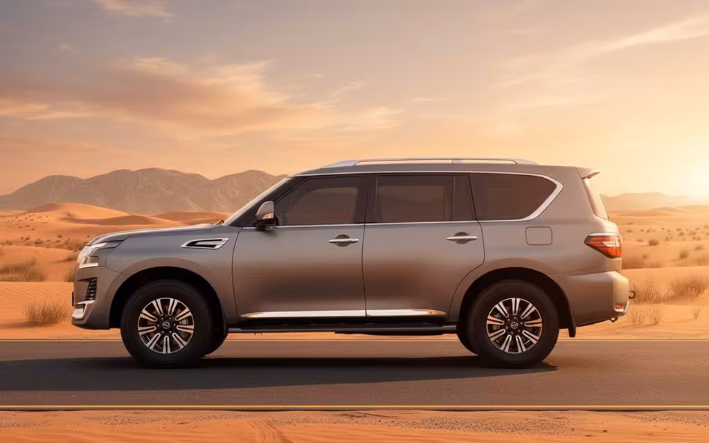 Nissan Patrol 2024 Grey side profile – rental in Dubai