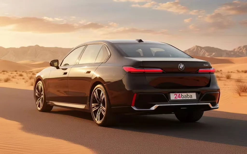 Bmw 735 2024 Black side profile – rental in Dubai
