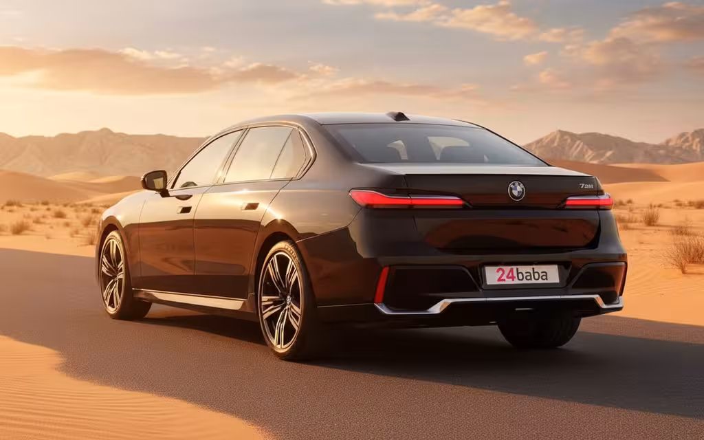 Bmw 735 2024 Black side profile – rental in Dubai