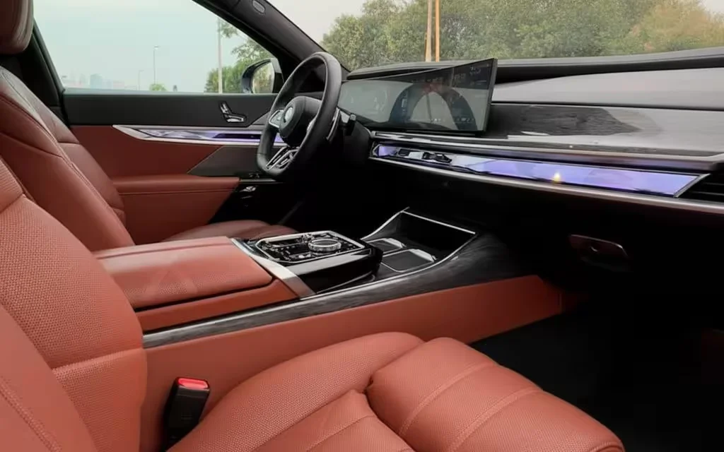 Bmw 735 2024 interior view showing trim – rental in Dubai