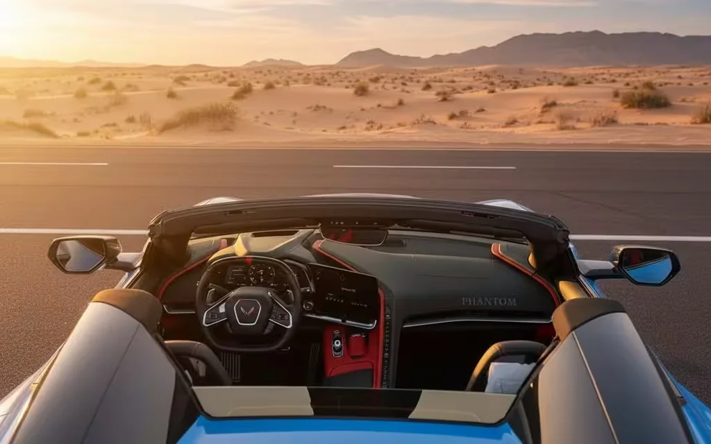 Chevrolet Corvette 2022 interior view showing trim – rental in Dubai