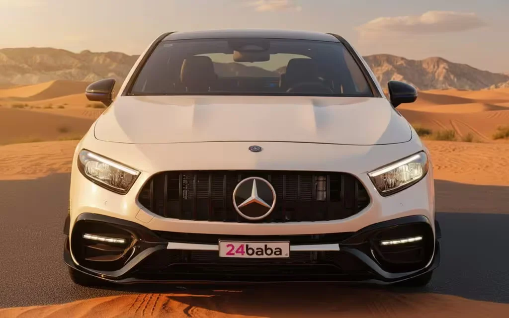 Mercedes A200 2023 White front view with headlights