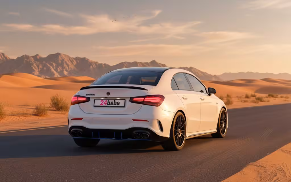 Mercedes A200 2023 White rear view showing taillights