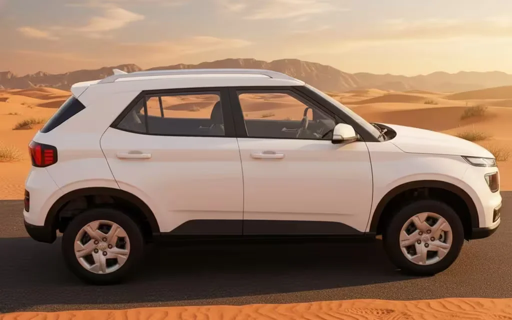 Hyundai Venue 2024 White side profile – rental in Dubai