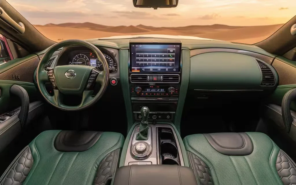 Nissan Patrol 2025 interior view showing trim – rental in Dubai