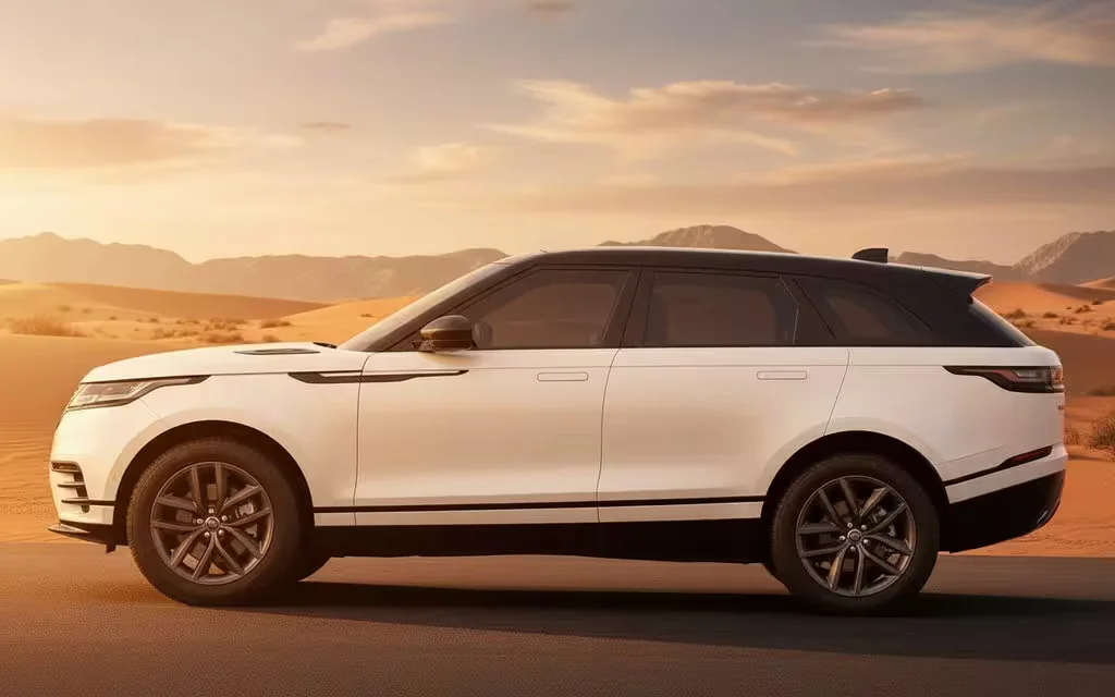 LandRover RangeRoverVelar 2024 White side profile – rental in Dubai