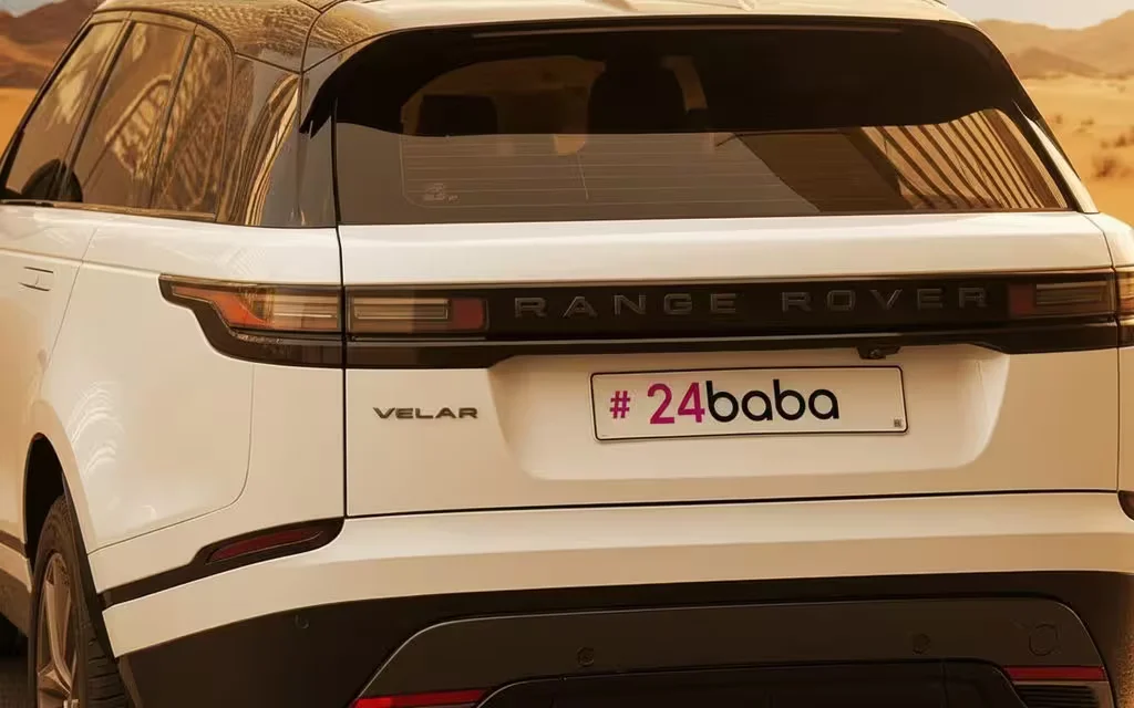 LandRover RangeRoverVelar 2024 White rear view showing taillights – rental in Dubai