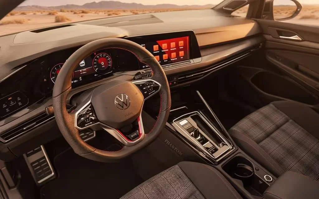 Volkswagen Golf 2023 interior view showing trim – rental in Dubai