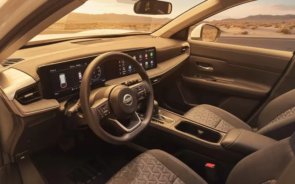 Nissan Kicks 2025 interior view showing trim – rental in Dubai
