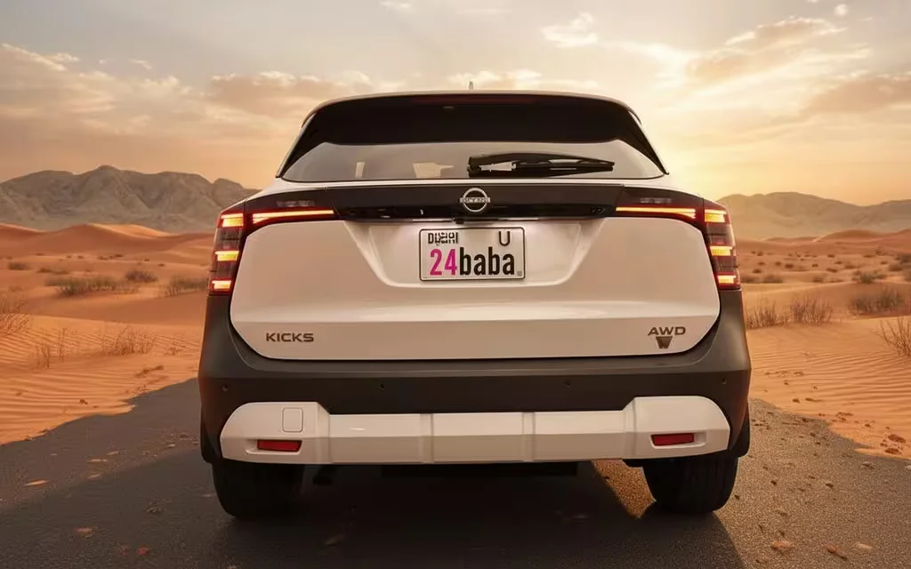 Nissan Kicks 2025 White rear view showing taillights – rental in Dubai
