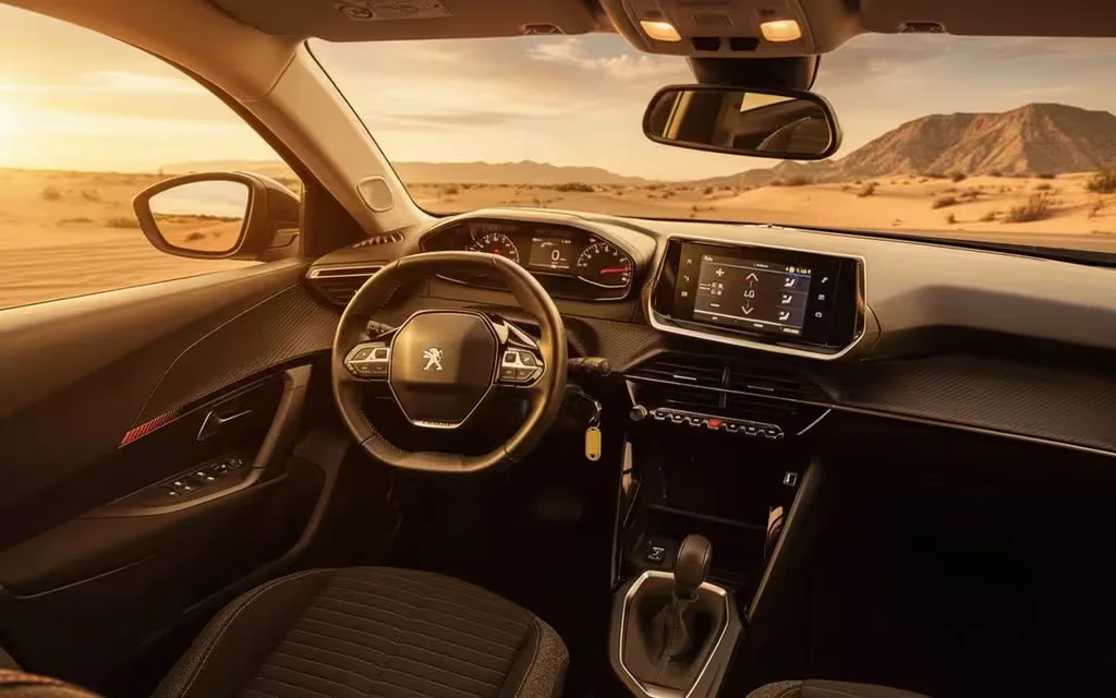 Peugeot 2008 2023 interior view showing trim – rental in Dubai