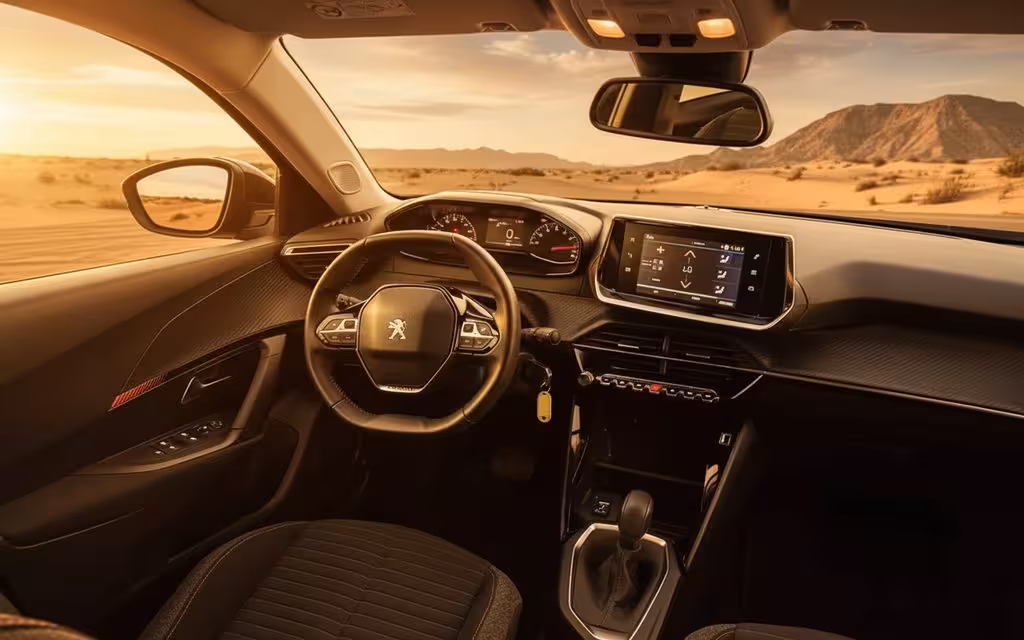 Peugeot 2008 2023 interior view showing trim – rental in Dubai