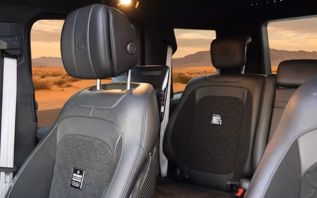 Mercedes G63 2023 leather seats and cabin – rental in Dubai
